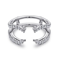 14K White Gold French Pave Set Diamond Ring Enhancer
