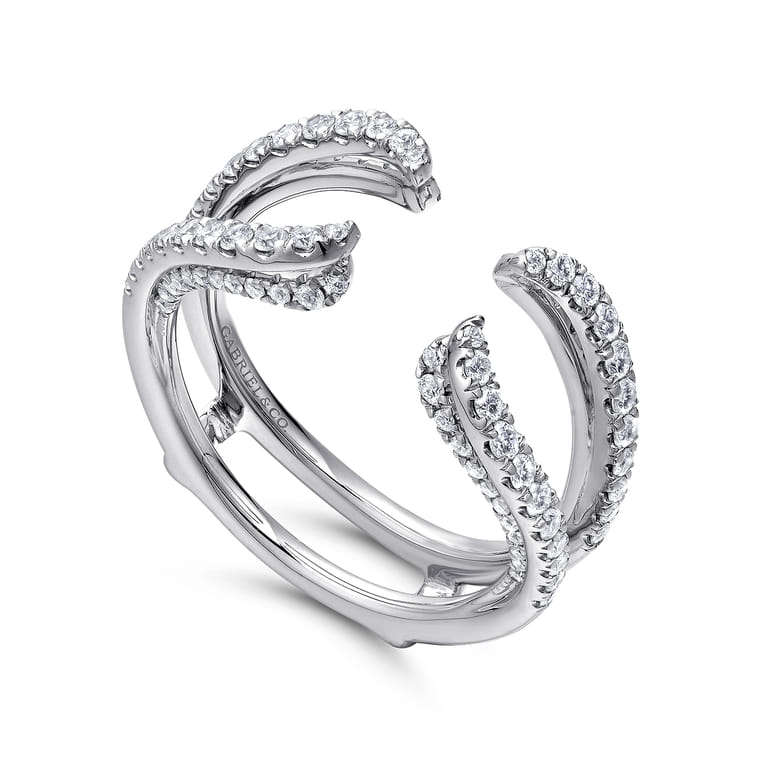 Enhancer Wedding Ring in 14k White Gold with Round Natural Diamond at Gabriel & Co. - Shot 3