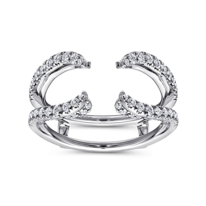 14K White Gold French Pave Set Diamond Ring Enhancer