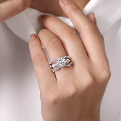 14K White Gold French Pave Set Diamond Ring Enhancer