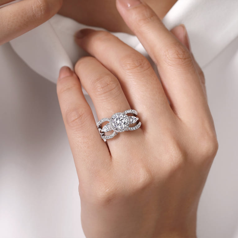 Enhancer Wedding Ring in 14k White Gold with Round Natural Diamond at Gabriel & Co. - Shot 6