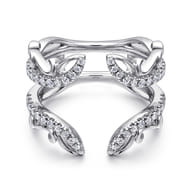 14K White Gold French Pave Set Diamond Ring Enhancer