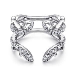 14K White Gold French Pave Set Diamond Ring Enhancer