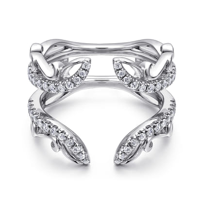 14K White Gold French Pave Set Diamond Ring Enhancer