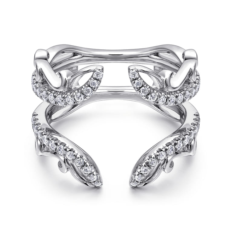 Enhancer Wedding Ring in 14k White Gold with Round Natural Diamond at Gabriel & Co. - Shot 1