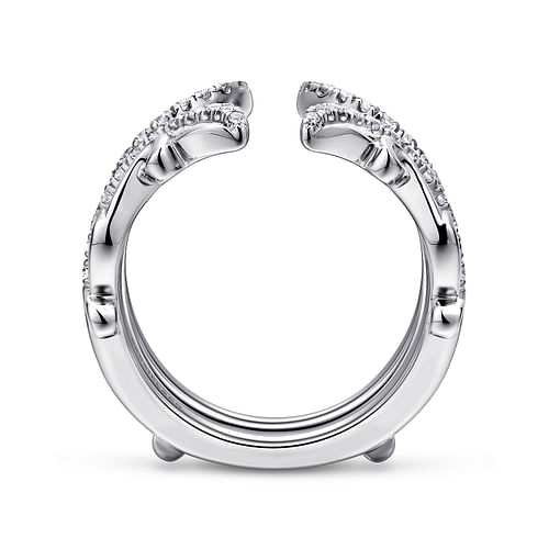 14K White Gold French Pave Set Diamond Ring Enhancer - 0.35 ct - Shot 2
