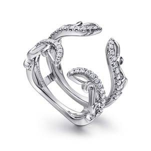 14K White Gold French Pave Set Diamond Ring Enhancer