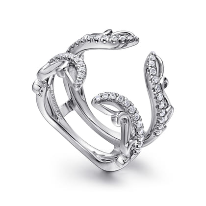 14K White Gold French Pave Set Diamond Ring Enhancer