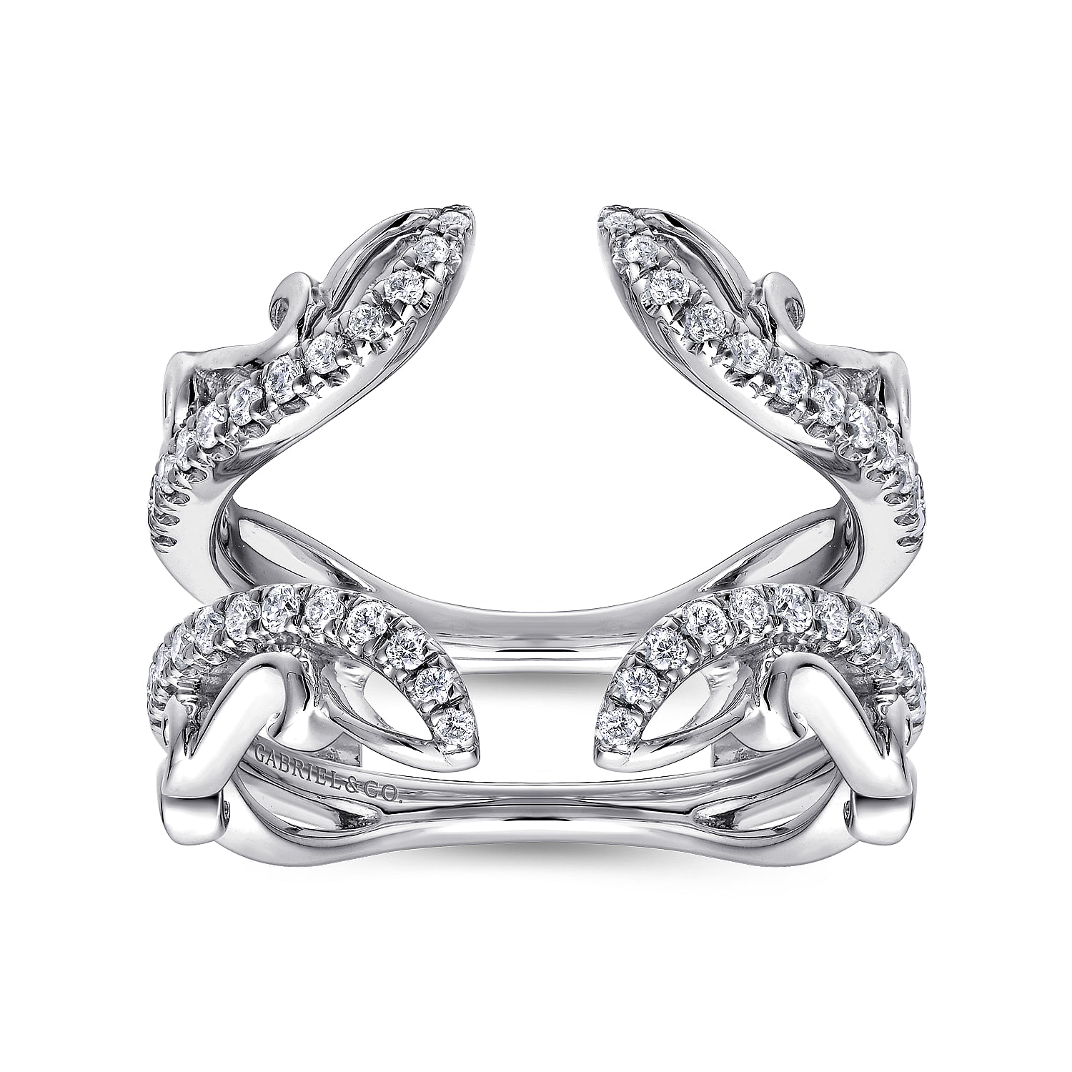 14K White Gold French Pave Set Diamond Ring Enhancer