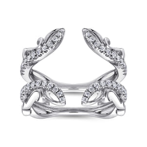 14K White Gold French Pave Set Diamond Ring Enhancer