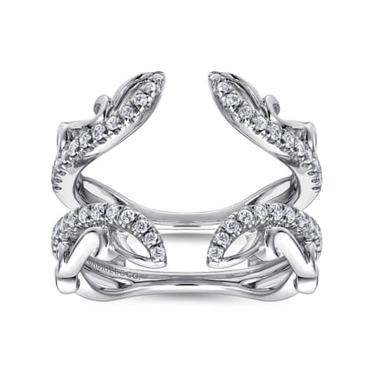 14K White Gold French Pave Set Diamond Ring Enhancer