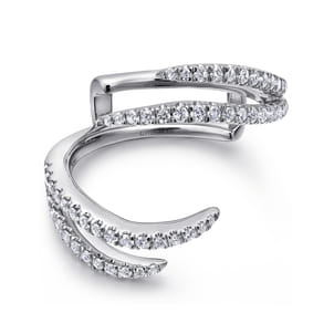 14K White Gold French Pave Set Diamond Ring Enhancer