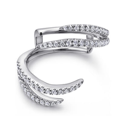14K White Gold French Pave Set Diamond Ring Enhancer