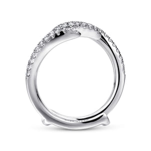 14K White Gold French Pave Set Diamond Ring Enhancer