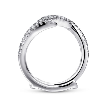 14K White Gold French Pave Set Diamond Ring Enhancer