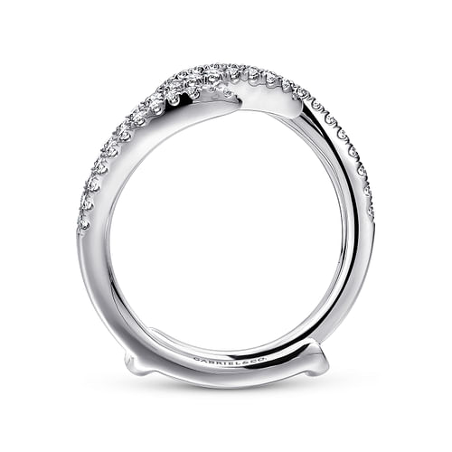 14K White Gold French Pave Set Diamond Ring Enhancer - 0.4 ct - Shot 2