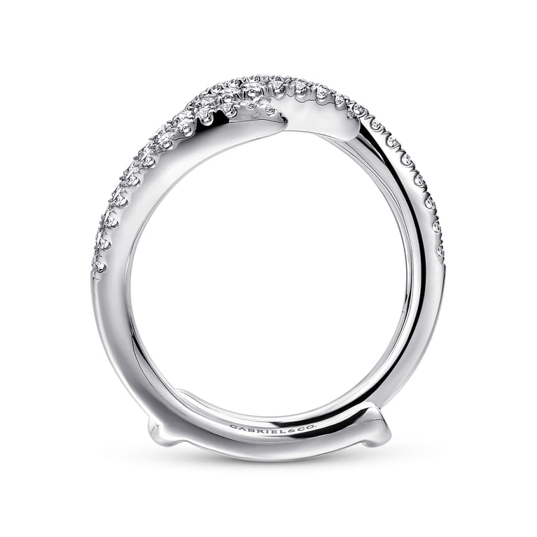 Enhancer Wedding Ring in 14k White Gold with Round Natural Diamond at Gabriel & Co. - Shot 2