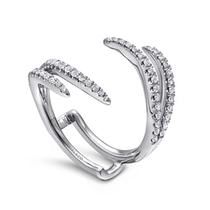 14K White Gold French Pave Set Diamond Ring Enhancer