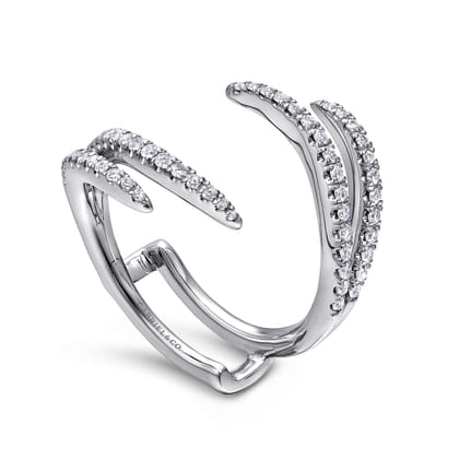 14K White Gold French Pave Set Diamond Ring Enhancer