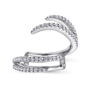 14K White Gold French Pave Set Diamond Ring Enhancer