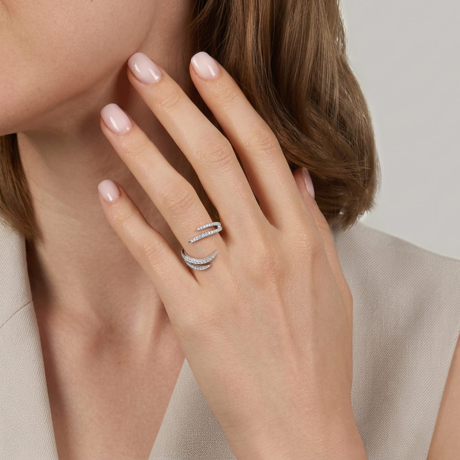 Enhancer Wedding Ring in 14k White Gold with Round Natural Diamond at Gabriel & Co. - Shot 5