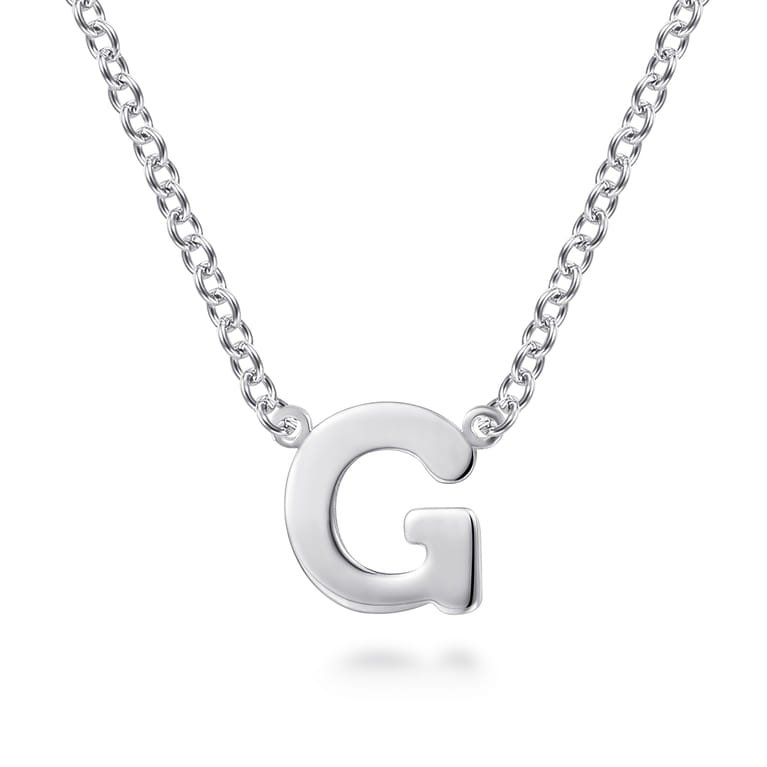 14K White Gold G Initial Necklace - Shot 1