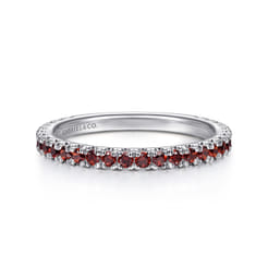 14K White Gold Garnet Stackable Ring