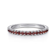 14K White Gold Garnet Stackable Ring