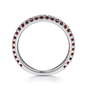 14K White Gold Garnet Stackable Ring
