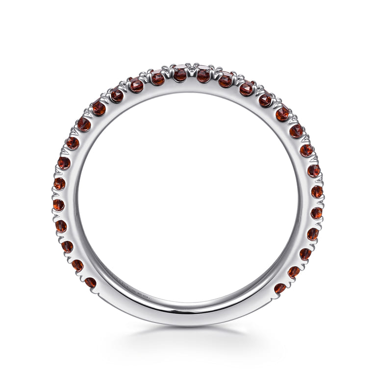 14K White Gold Garnet Stackable Ring - Shot 2