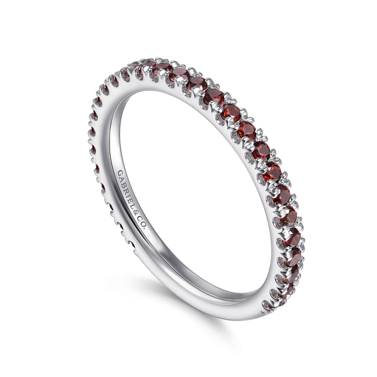 14K White Gold Garnet Stackable Ring - Shot 3