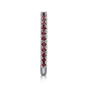 14K White Gold Garnet Stackable Ring
