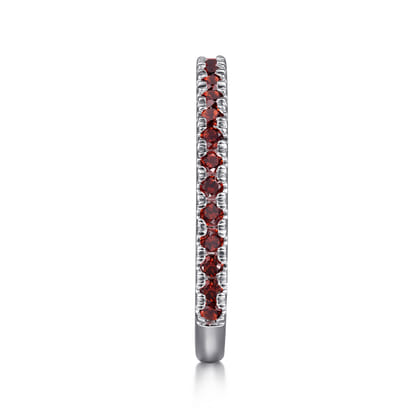 14K White Gold Garnet Stackable Ring