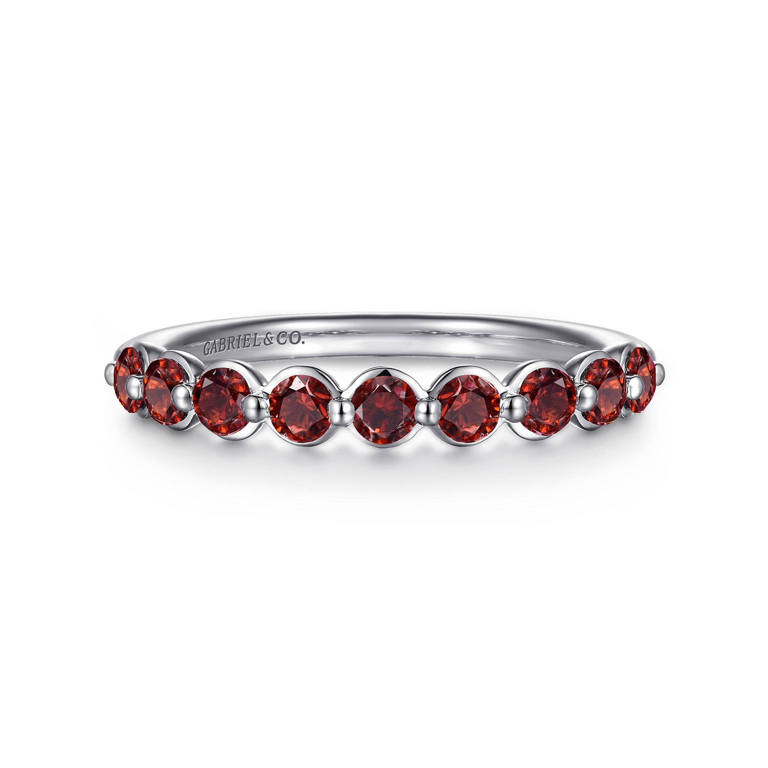 14K White Gold Garnet Stackable Ring