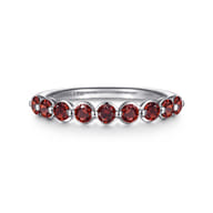 14K White Gold Garnet Stackable Ring