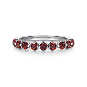 14K White Gold Garnet Stackable Ring