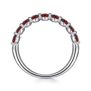 14K White Gold Garnet Stackable Ring