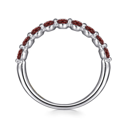 14K White Gold Garnet Stackable Ring
