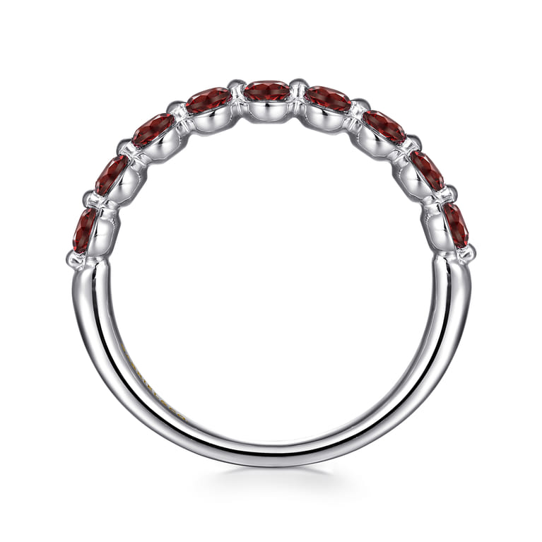14K White Gold Garnet Stackable Ring - Shot 2