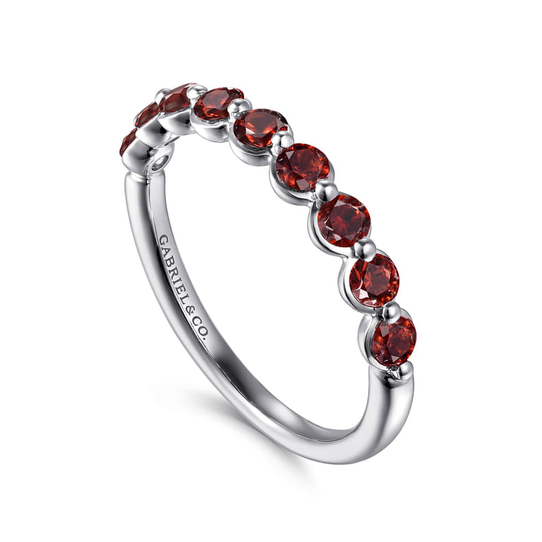 14K White Gold Garnet Stackable Ring - Shot 3