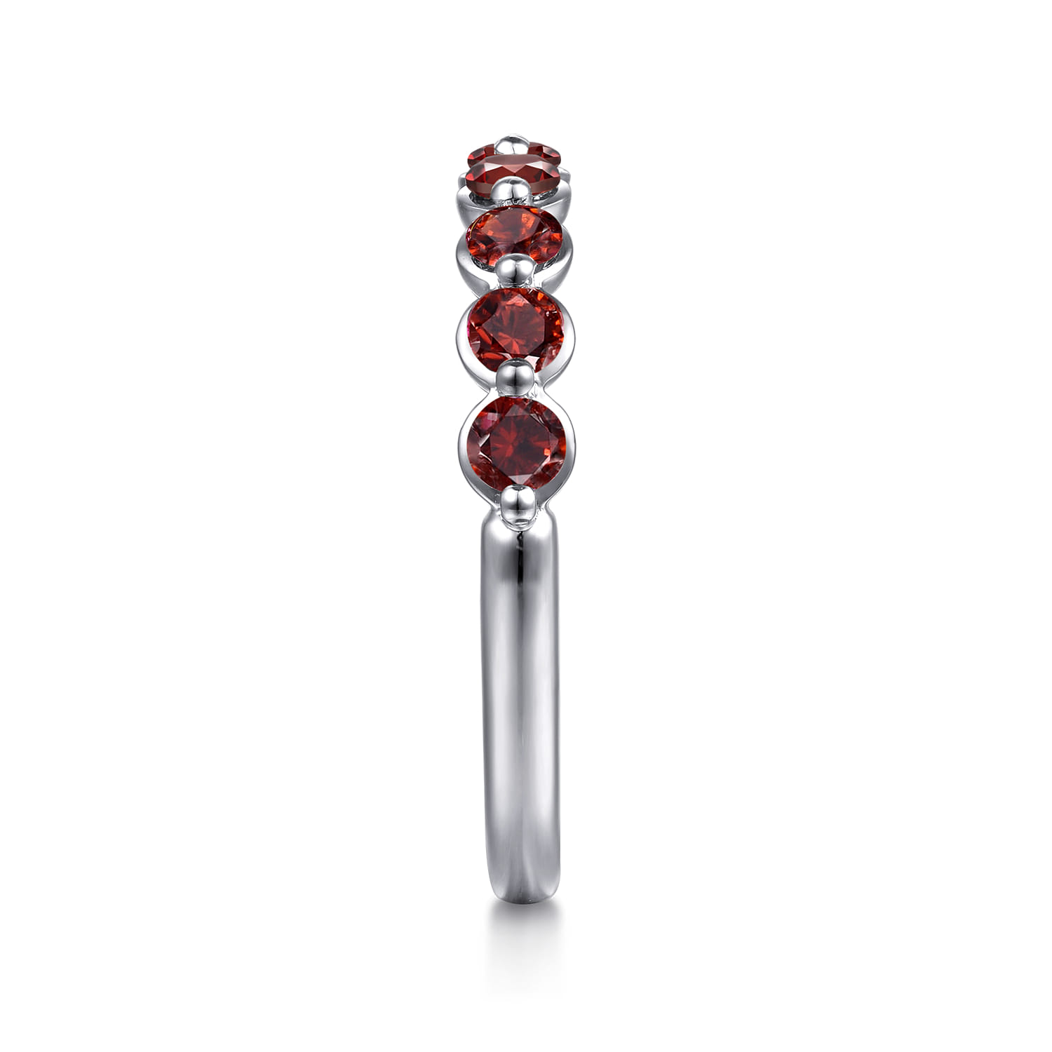 14K White Gold Garnet Stackable Ring