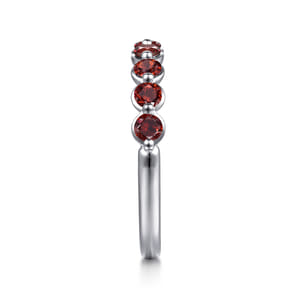 14K White Gold Garnet Stackable Ring