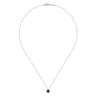 14K White Gold Garnet and Diamond Halo Pendant Necklace - 0.07 ct