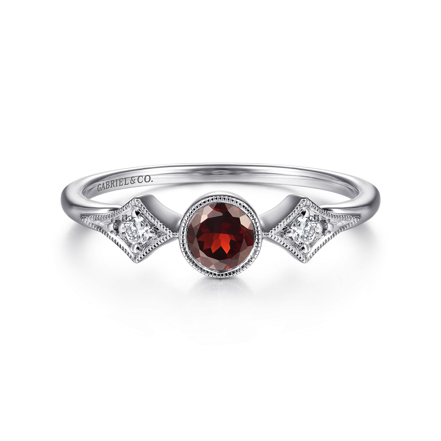 14K White Gold Garnet and Diamond Ring