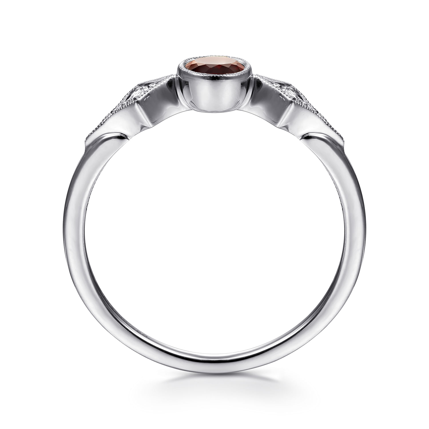 14K White Gold Garnet and Diamond Ring