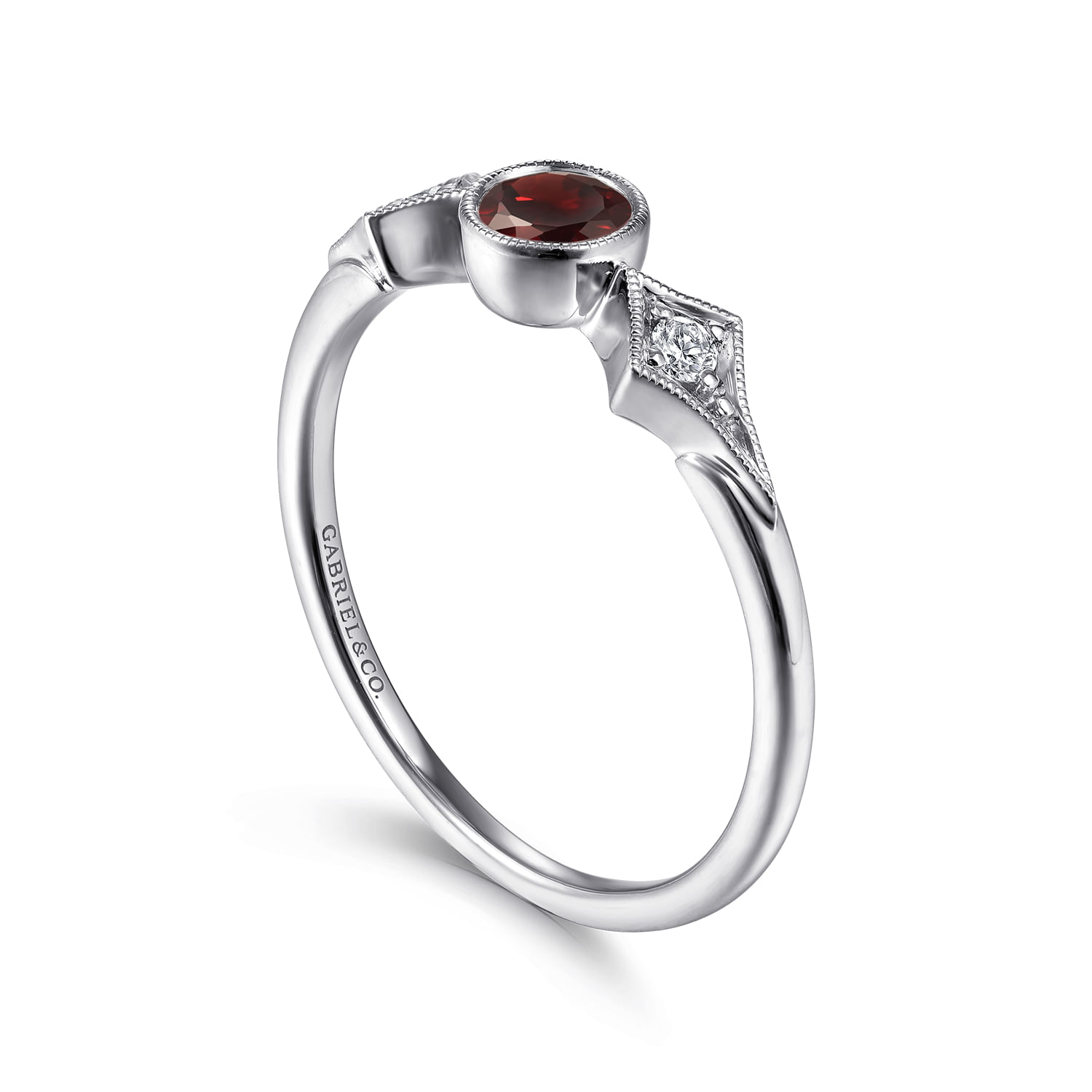 14K White Gold Garnet and Diamond Ring