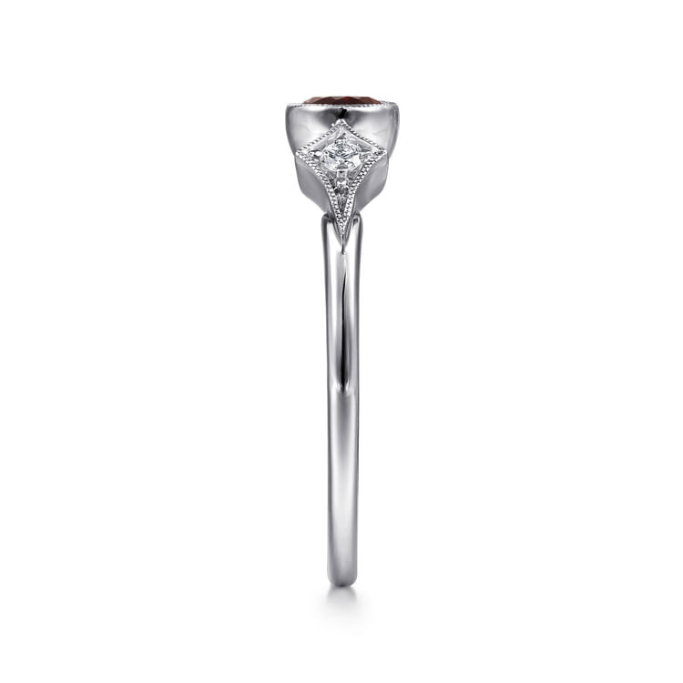 14K White Gold Garnet and Diamond Ring
