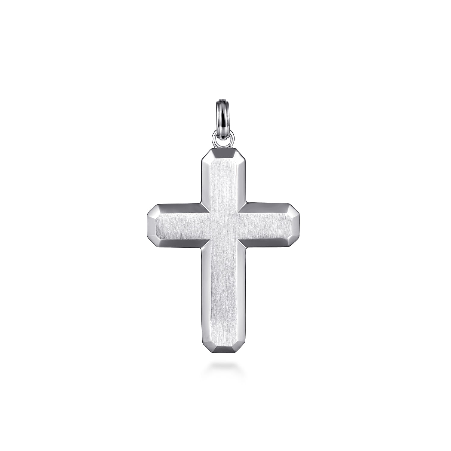14K White Gold Geometric Cross Pendant