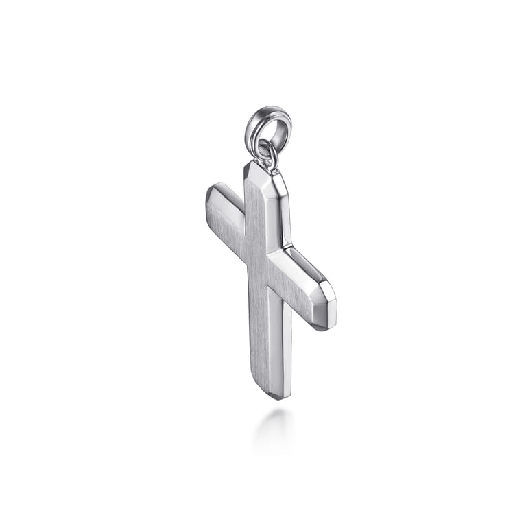 14K White Gold Geometric Cross Pendant - Shot 5