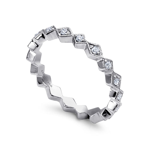 14K White Gold Geometric Diamond Stackable Ring - 0.21 ct - Shot 3